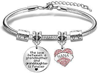 YESPTONRY Nana Gifts, Crystal Pendant Bracelet Jewellery for Nana Grandma Present From Granddaughter,The Love Bewteen a Grandmother and Granddaughter is forever