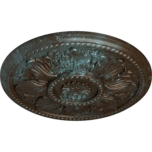 Image of Ekena Millwork CM18EDBBS Edinburgh Ceiling Medallion, Bronze Blue Patina
