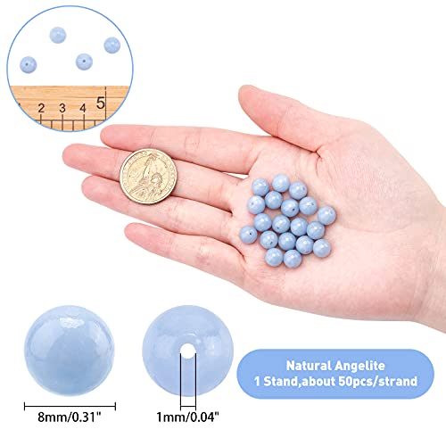 arricraft 1 Strand 46-50Pcs Natural Angelite Beads - Image 2