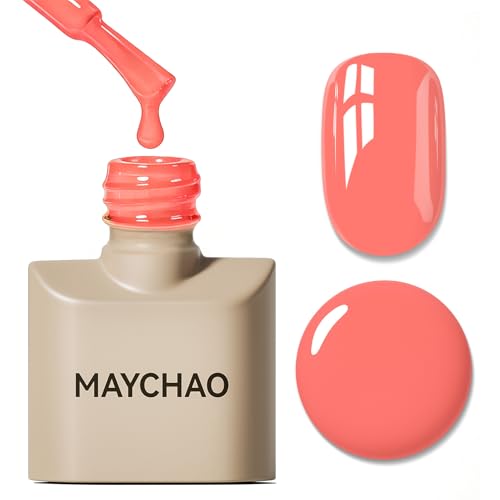 MAYCHAO 15ML Carrot Gel Nail Polish 1Pc Coral Pink Gel Polish Soak Off UV LED Nail Polish Nail Art Starter Manicure Salon DIY at Home 0.5 OZ