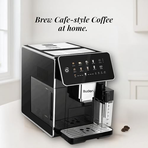 Image of Budan Brew500 Espresso Coffee Machine with Built-in Grinder | Bean-to-Cup|15 Bar Pressure | 1450W | Home & Office, Free Demo & Installation| 1-Year Warranty (Touchscreen)