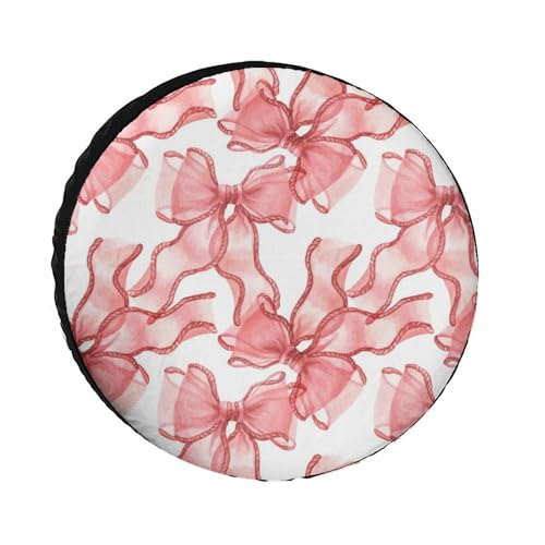 Image of Watercolor Pink Bows Spare Tire Cover Wheel Tyre Covers Travel Trailers Protectors Weatherproof Dust-Proof for Camper Trailer Truck Rv Universal 36inch
