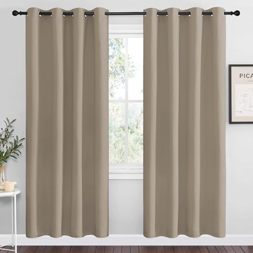 Image of NICETOWN Taupe Blackout Curtains 78 inch Long for Office, 55 inch Wide, 2 Pieces, Dining Room, Guest Room, Sound Reducing Heat and Cold Block Curtain Panels for Modern Room Decorative