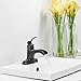 Homevacious Waterfall Bathroom Faucet Oil Rubbed Bronze Black Single Handle 4 Inch Centerset Basin Sink Vanity Faucets Lavatory One Hole Lever Mixer Tap Deck Mount Supply Hose Commercial Lead-Free