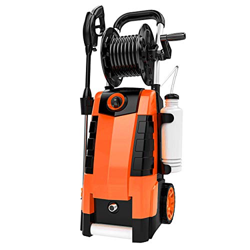 TEANDE 3800PSI Electric Pressure Washer, MAX 2.8GPM Electric Power Washer 1800W High Pressure Washer with Hose Reels MR3800 (Orange)