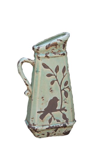 Your Heart's Delight Birds 'n Branches Pottery Pitcher, 6-1/4 by 13 by 3-Inch