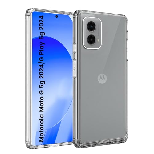HuwaiH Case for Motorola Moto G (2024)/G Play (2024), Shockproof Anti-Scratch, Anti-Fingerprint, Upgraded Camera Protection, Non-Slip Phone Case for Moto G 5g 2024/G Play 5g 2024, Crystal Clear
