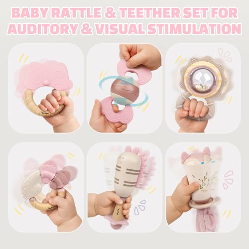Image of Baby Toys 0-6 Months, Baby Rattles, Teething Toys 3-6 Months, Girl Gift Set