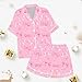 Girls 𝙉ightwear 2 Piece for Kids Preppy Bow Graphic Print 𝙋ajam𝙖s Sets Button Down 𝙋js Shirts and Shorts 𝙎leepwear 2-13Y