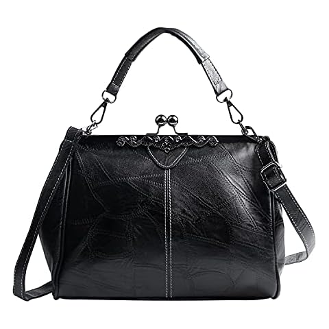 7VSTOHS Women Retro Handbag Vintage Crossbody Bags Top Handle Purse Bag Fashion Shoulder Bags Kiss Lock Messenger Bag Cover