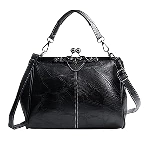 7VSTOHS Women Retro Handbag Vintage Crossbody Bags Top Handle Purse Bag Fashion Shoulder Bags Kiss Lock Messenger Bag