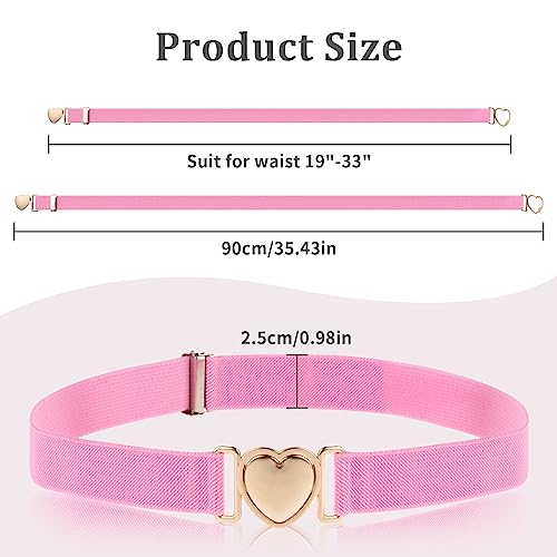 3 Pcs Heart Elastic Waist Belts Girls, Adjustable Stretch Belts Quick Release Cute Belt for Women Pants Dress Jeans3
