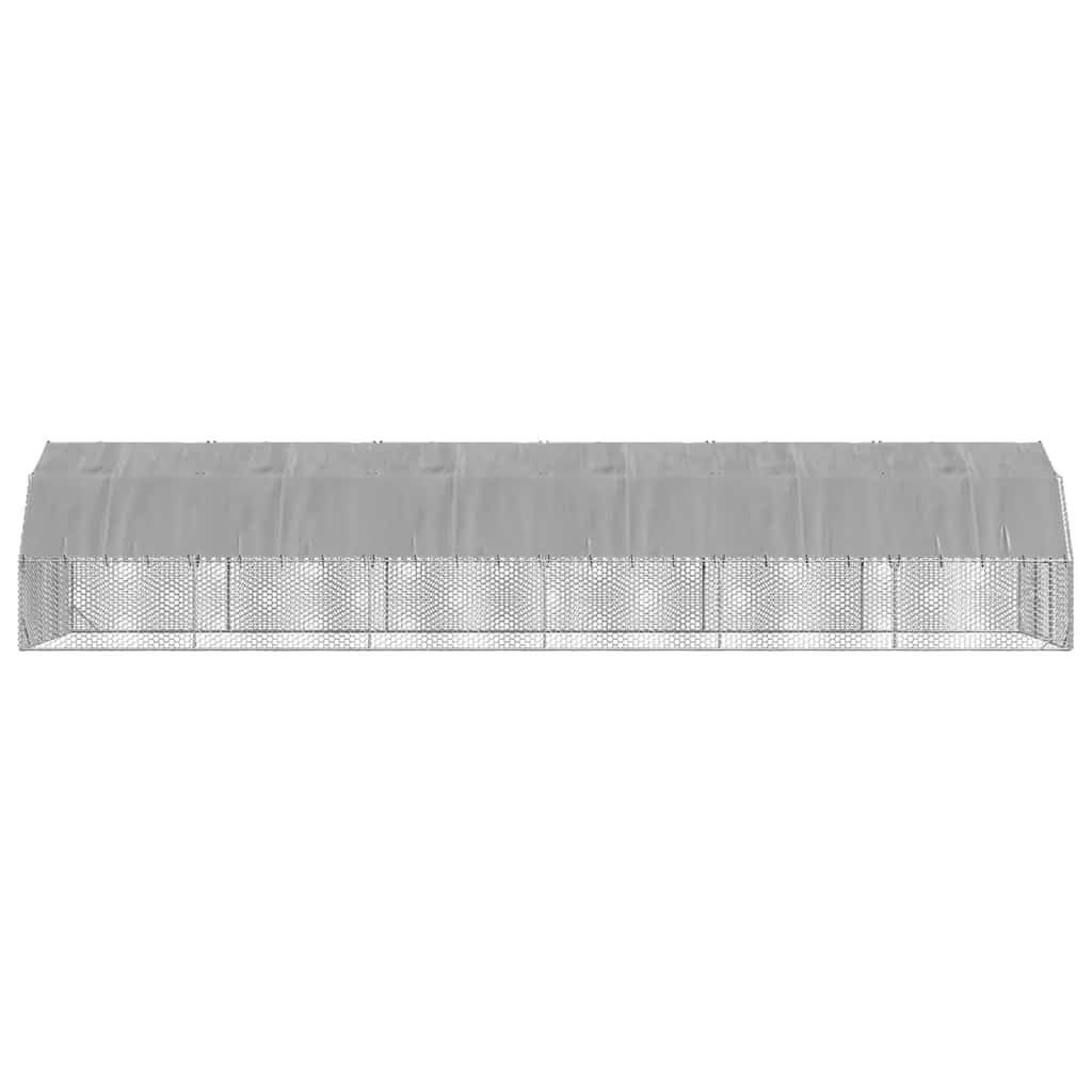 Gallinero con techo, 2,5 x 12 x 2,25 m, de acero galvanizado, 30 m², gran cercado para aves de corral, para pollos, patos, gansos y conejos, con puerta con cerradura