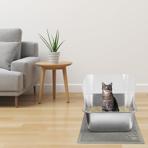 Arenero para gatos acero inoxidable set de 2 17.7x13.8x5.9 pulg miniatura 6
