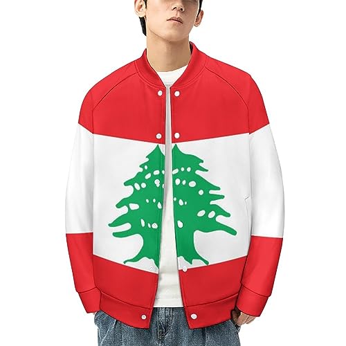 Lebanon Flag Men‘s Baseball Jacket Long Sleeve Casual Coat Bomber Jacket Unisex Streetwear3