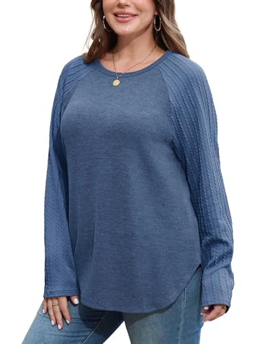 Image of SAMPEEL Sweatshirt for Women Long Sleeve Shirts Crewneck Sweaters Fall Fashion Outfits 2025 Trendy Tunic Tops Plus Size