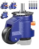 HOLKIE Leveling Stem Casters Set of 4 Heavy Duty with Ratchet Handle, 1/2" and M12 Screw Size Retractable Caster Wheels, Adjustable Casters for Workbench, Machine, Equipment, Total Capacity 1500KG
