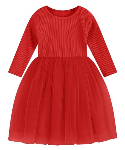 Image of GSVIBK Baby Girls Tutu Dress Sleeveless Toddler Cotton Tulle Skirt Princess Party Prom Dresses