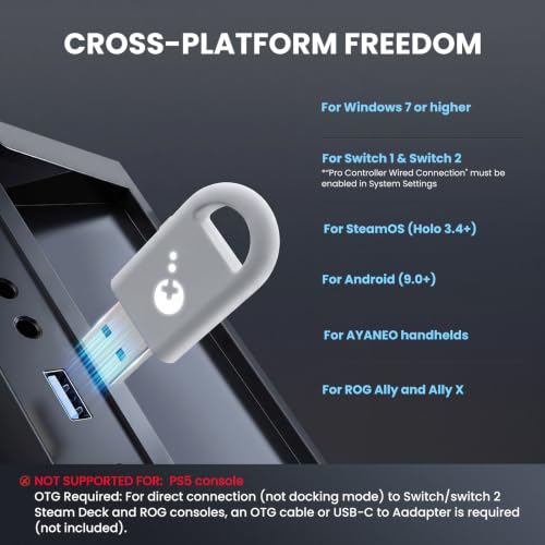 Image of GuliKit Hyperlink 2 Fast Wireless Adapter for Xbox Series X|S Controller /Elite 2 /Xbox One Bluetooth /PS5 Dual Sense /Edge /PS4 /Switch Pro Gamepad-Play on PC, Switch 1 /2, Android & SteamOS Platforms