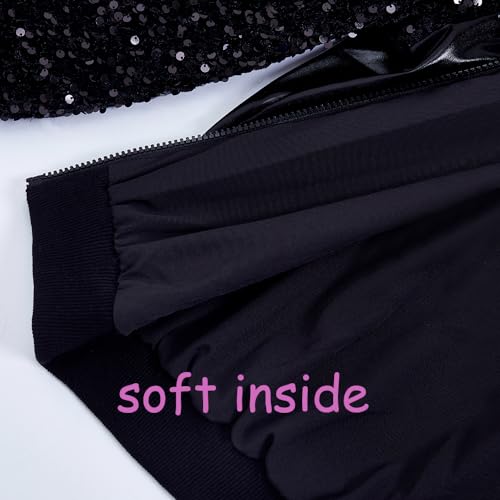 Image of Boys Sequin Jackets Trendy Sparkle Sleeve Bomber Varsity for Kids Glitter Birthday Jacket Coat Shiny Boy Clothes