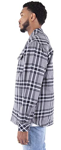 Shaka Wear Men's Plaid Shirts – Flannel Long Sleeve Casual Button Up Fleece Soft Quilted Lined Jacket Regular and Big Size2