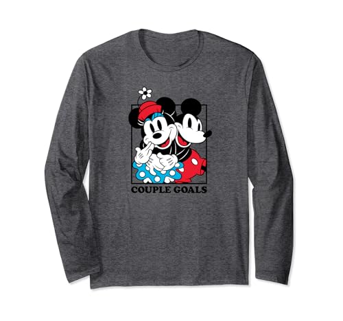 T-shirt de couple manches longues Mickey et Minnie Couple Goals anniversaire