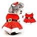 Ranphy Dog Christmas Costume Puppy Santa Claus Dress with Belt Pet Clothes Thermal Skirt with Hair Bow Winter Coat Xmas Holiday Party Apparel Cute Girl Clothing for Chihuahua Yorkie,Red,S