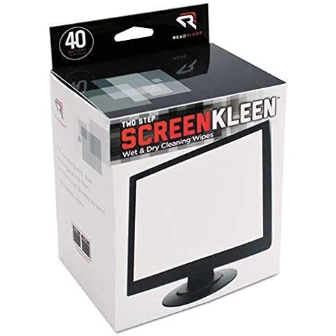 Read Right RR1305 Two Step Screen Kleen Wet and Dry Cleaning Wipes 5 x 5 40/Box Cover
