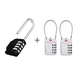 ZHEGE Long Shackle Padlock, 4 Digit Combination Lock & Travel Lock 2 Pack, TSA Approved Luggage...