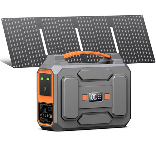POWKEY Portable Powerstation 100W with 40W Solar Panel, 27000mAh/99Wh Solar Generator Camping Power Pack Emergency with 230 V AC Output / 18 W USB-A/USB-C for Motorhome Camping