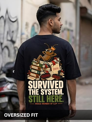 Image of GRECIILOOKS Oversized T Shirt for Men | Trending Gen-Z Graphic Printed Tshirt for man | Drop Shoulder Oversized Relaxed Fit Street Fashion | Round Neck Baggy T-Shirt`S