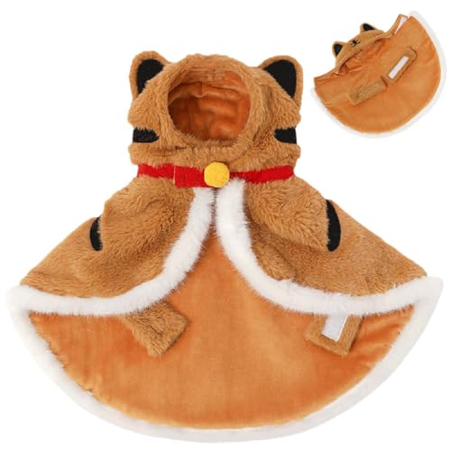 Disfraz de tigre para gato y capa de invierno con capucha para mascotas 1