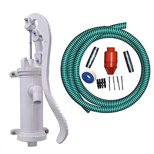 NIKS Plastic PVC Hand Pump for Home, Garden 0-7 m, 10-15 LPH ((White with Fittings Accessories)