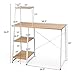 Tangkula Computer Desk with 4 Tier Shelves, Writing Desk Study Desk, Compact Computer Desk Workstation with X-Shaped Metal Frame & Adjustable Foot Pads, Home Office Desk (Natural)