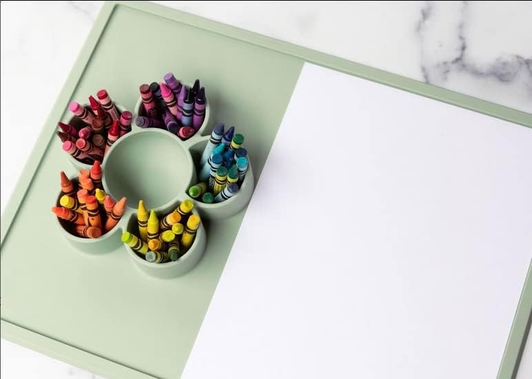 Sage Green Silicone Suction Play Mat with Flower Compartments