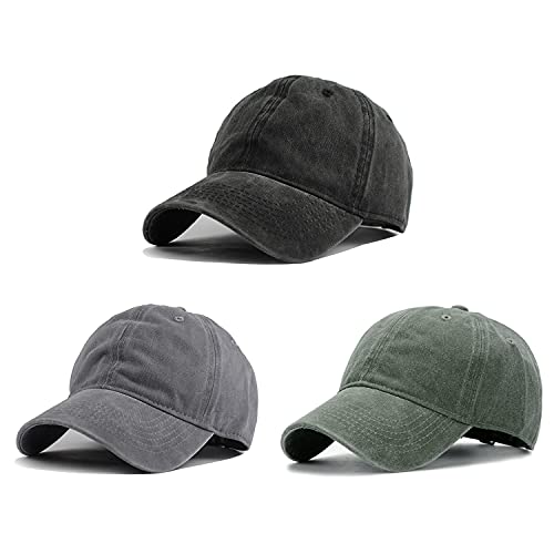 Image of HH HOFNEN Baseball Cap Washed Cotton Unstructured Vintage Hat for Men Women | Unisex Sports Ball Caps Sun Protection Adjustable Outdoor Curved-Brim Dad Hat Classic Plain Cap
