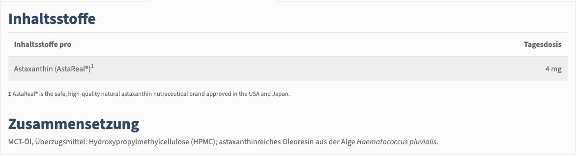NatuGena Astaxanthin, AstaReal mit MCT-Öl, 4 mg veganes Astaxanthin, Haematococcus Pluvialis, 60 Kapseln (2 Monats Packung)