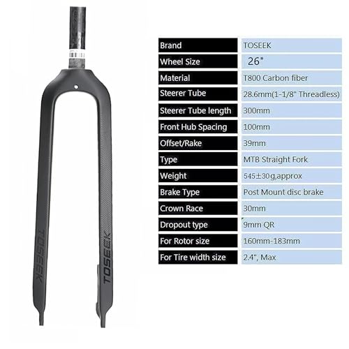 Image of BestParts Full Carbon MTB Front Fork 1-1 /8 inch 26 /27.5 /29 inch Rigid Disc Brake