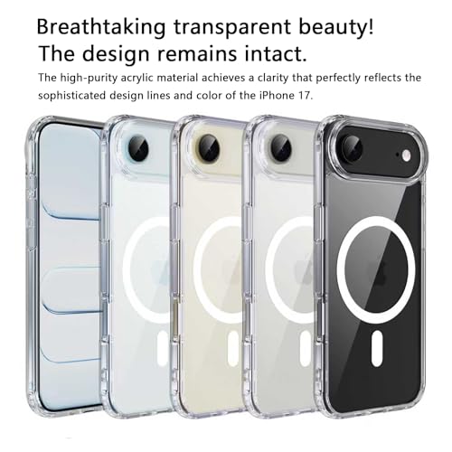 Image of for iPhone 17 Air Clear Case, Compatible with MagSafe, Magnetic Phone Case for iphoneAir, Shockproof Military-Grade Protection，Upgraded [Anti-Yellowing] (Mint Green, 17 Air)