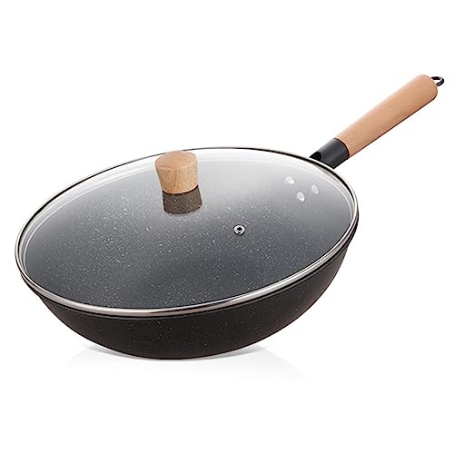 Wok de Acero al Carbono con Cubierta, Fondo Redondo Tradicional miniatura 1