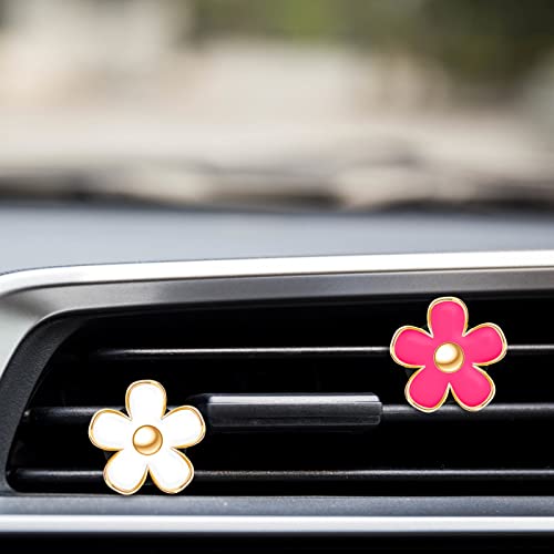 Image of Frienda 6 Pcs Daisy Flower Air Vent Clip Accessories Air Conditioning Outlet Clip Car Air Freshener Dashboard Accessories Charm Car Inter Decor(3 cm, 3.3 cm,Red, White, Black)