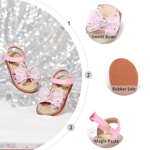 Image of Otter MOMO Girls Open Toe Princess Flat Sandals with Comfort Sole Summer Sandals