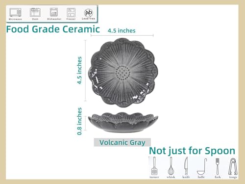 Image of Ceramic Spoon Rest for Stove Top, Flower Cute Spoon Rest for Kitchen Counter, Cooking Spoon Holder for Kitchen Counter, Utensil Rest Spatula Rest Ladle Holder Tong Rest, 1 PC (Retro Marble Grey)