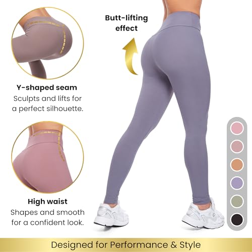 SOFTSAIL Women’s High-Waisted Ribbed Leggings Push-Up Stretchy Yoga Pants for Gym & Workout Tummy Control Activewear, Breathable & Comfortable, Sizes S-XL - Image 4