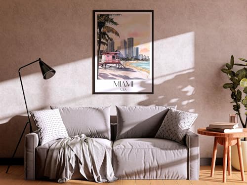 Impression d'art Miami Beach Floride - Poster de ville premium au format A2-LW - 5