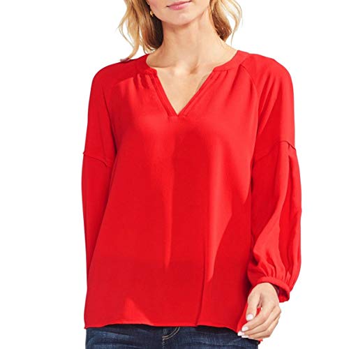 VINCE CAMUTO Women's Bubble Sleeve Crepe Blouse Shirt Top
