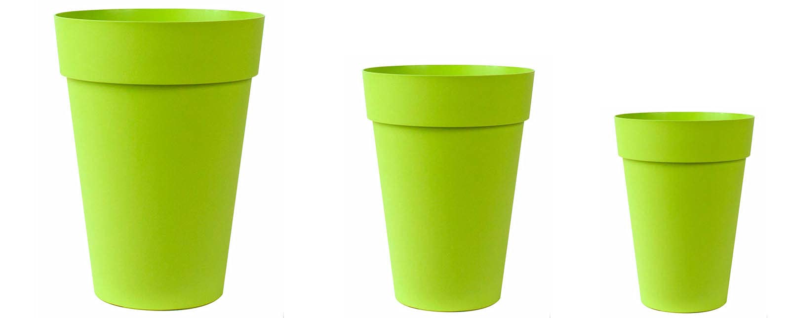 Euro3plast 3er-Set Blumentöpfe/Übertöpfe Liken Ø 27 cm, 34 cm, 41 cm, aus Kunststoff in Grün