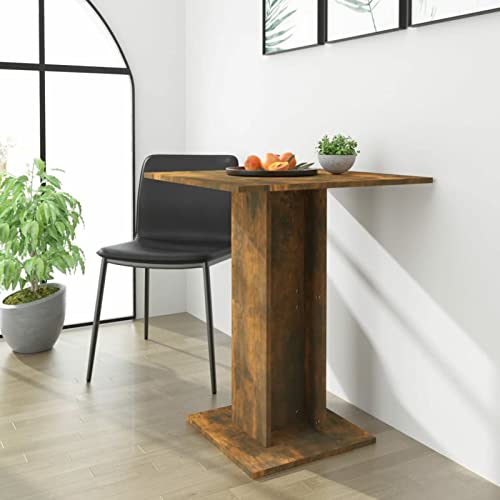 Homgoday Mesa de bistró Madera contrachapada Roble Ahumado 60x60x75 cm Mesa de Bar, Mesa de Desayuno Muebles Altas Comedor Mesa Alta Mesa de Cocina