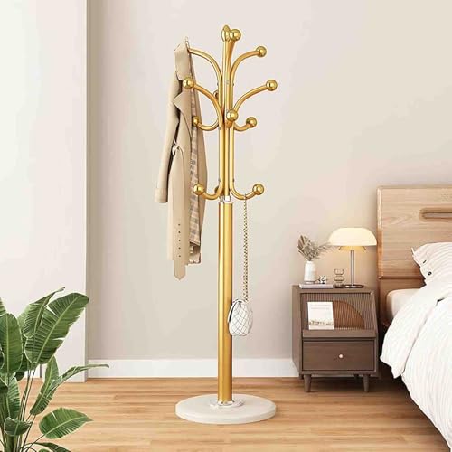 KAHDBOY Perchero metálico, perchero moderno e independiente, con 12 ganchos para colgar chaquetas, bolsos, para la entrada del pasillo.(Metallic)