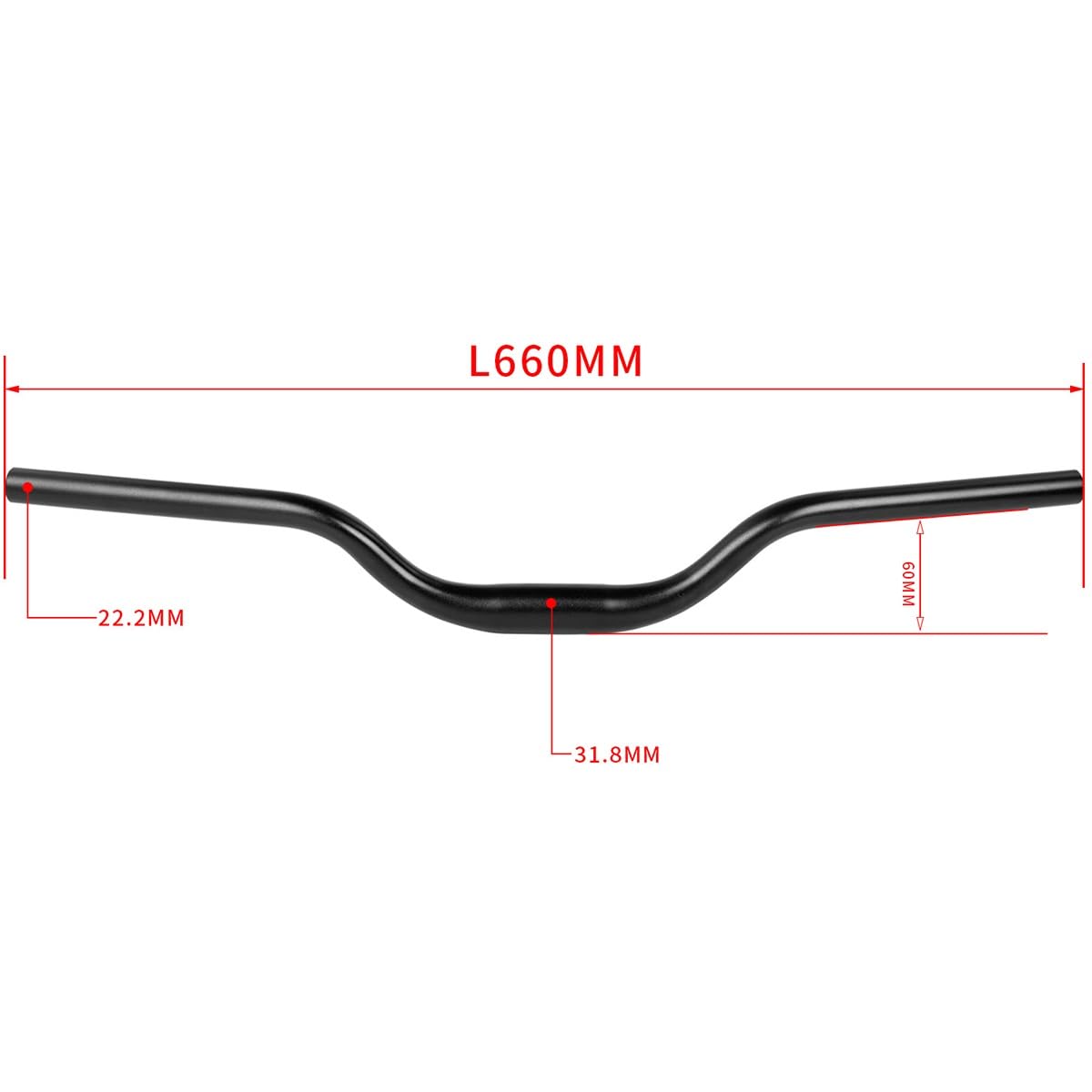 Guidon De Vélo De Montagne De 25,4 Mm 520 Mm 580 Mm En Alliage D'aluminium VTT Riser Guidon Monter 50 Mm Barres De Vélo Pour BMX DH XC AM FR (couleur